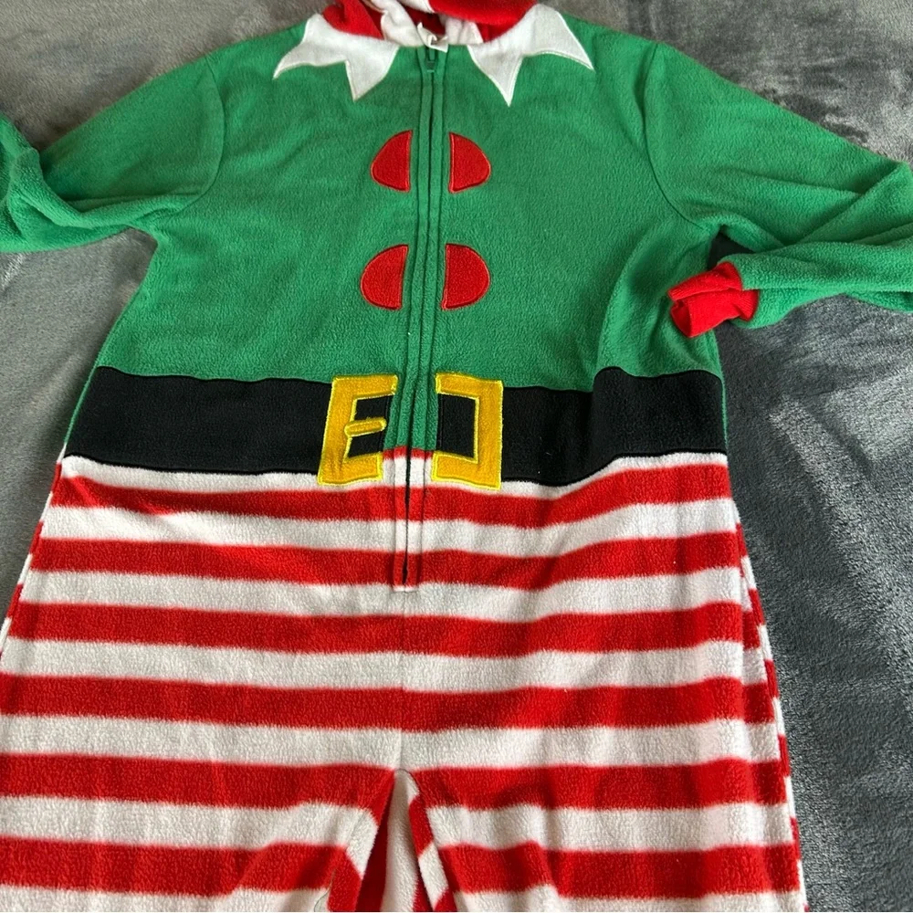 Cat & Jack Unisex Size 5 Elf One-Piece Fleece‎ Sleepwear Zip-Up Pajama with Hood
